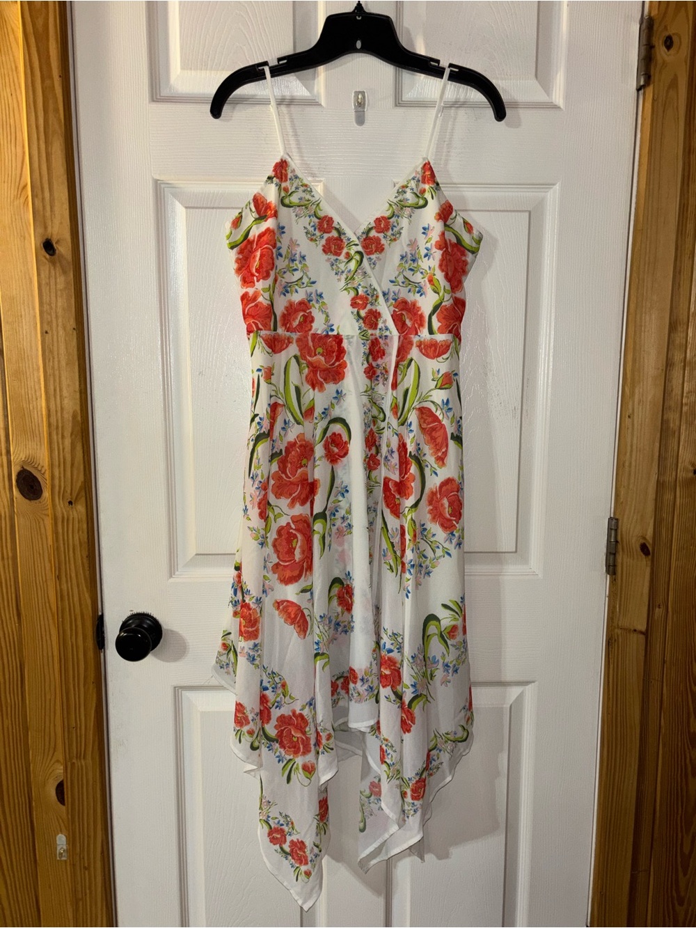 Jealous Tomato White Maxi Dress with Red Floral Print
